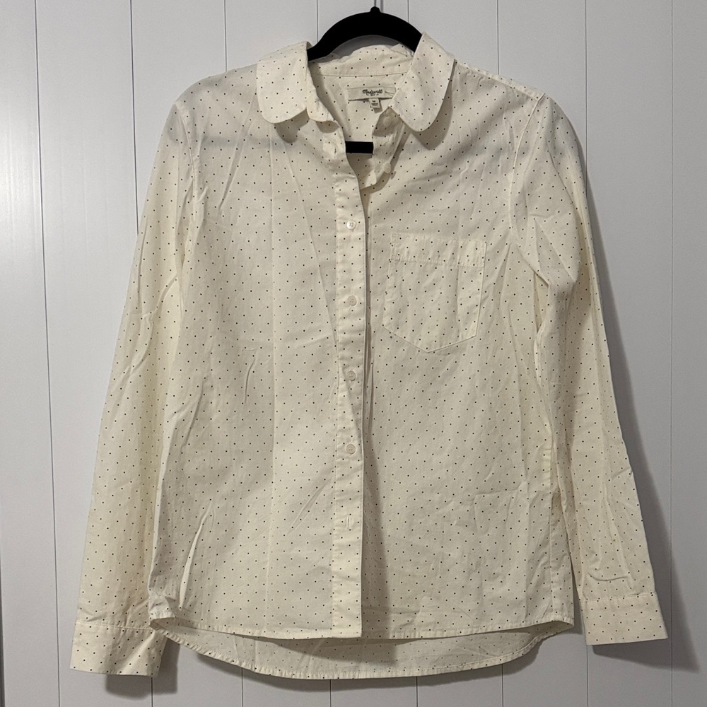Madewell Women's Cream Polka Dot Button-Up Shirt
